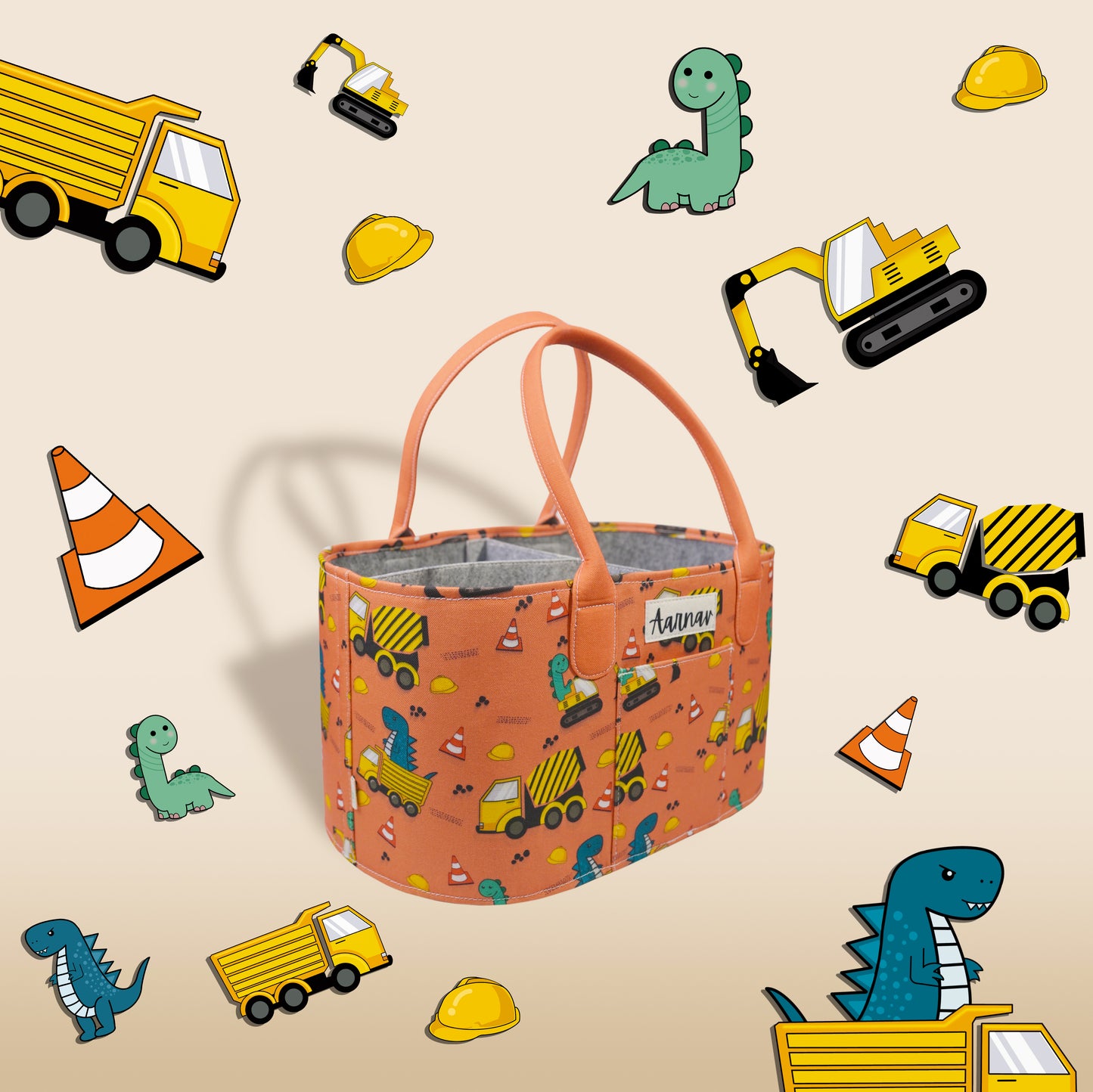 Junior Mess Free Oval Personalized Diaper Caddy