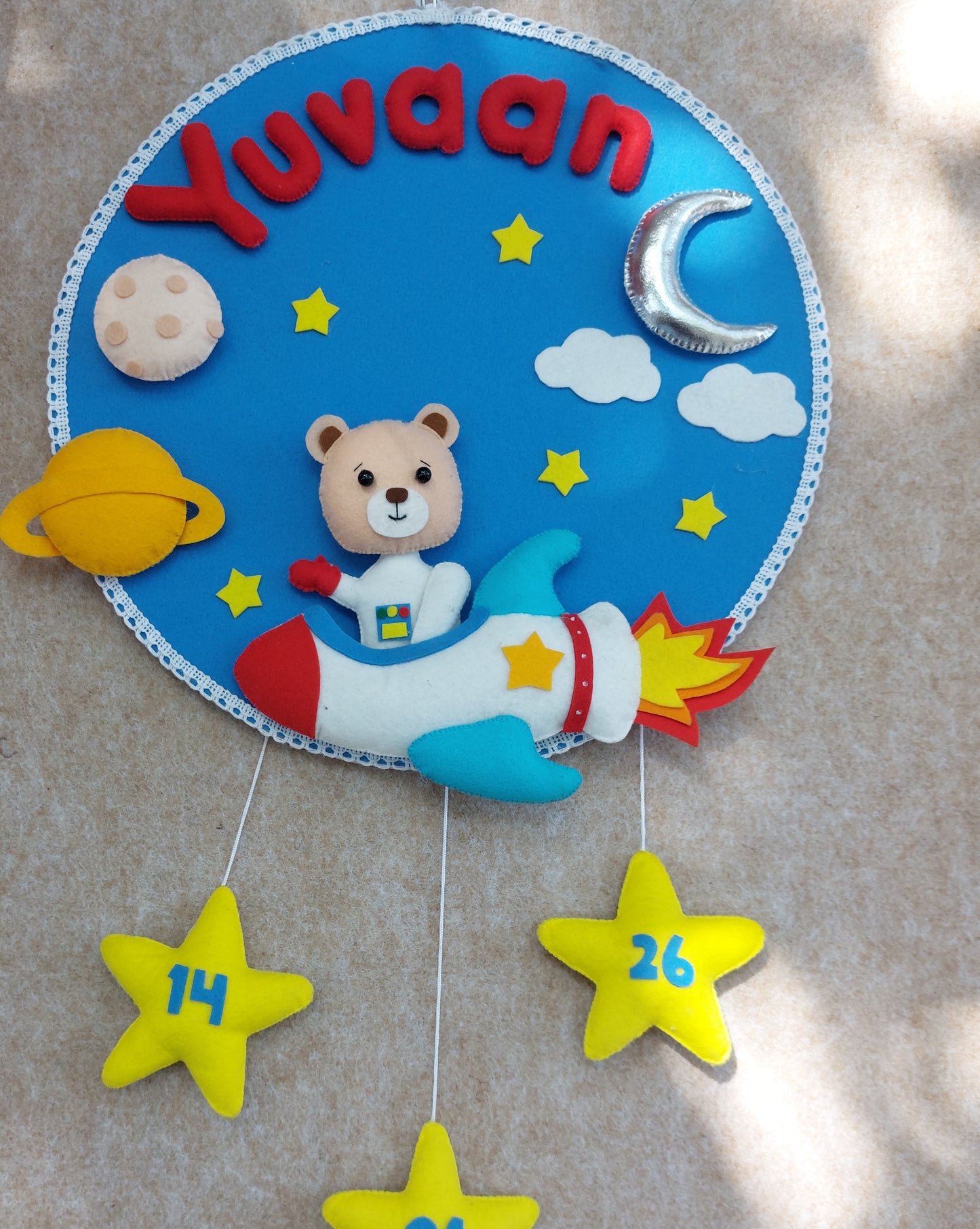 Oon Junior Personalized Hanging Astronaut Bear Space Nursery Decor