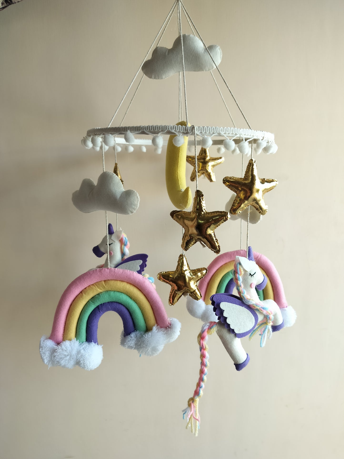 Junior Unicorn Dreams Personalised Cot Mobile - Colour Bling