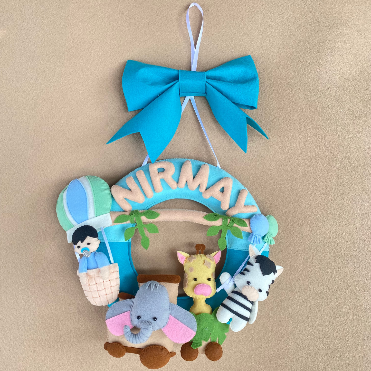 Junior Toy Train Safari Personalised Ring Name Hanging
