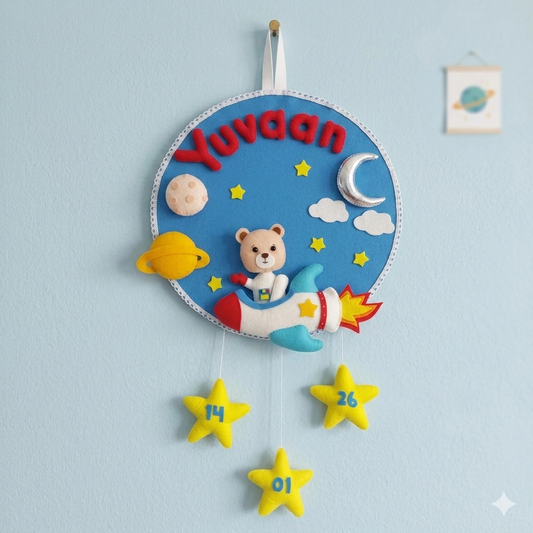 Oon Junior Personalized Hanging Astronaut Bear Space Nursery Decor