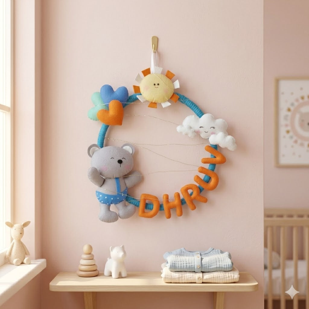 Oon Junior Personalized Felt Teddy Bear Light Name Hoop