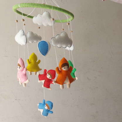 Handmade Felt Rainbow Raincoat Kids Baby Mobile