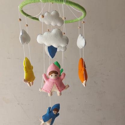 Handmade Felt Rainbow Raincoat Kids Baby Mobile