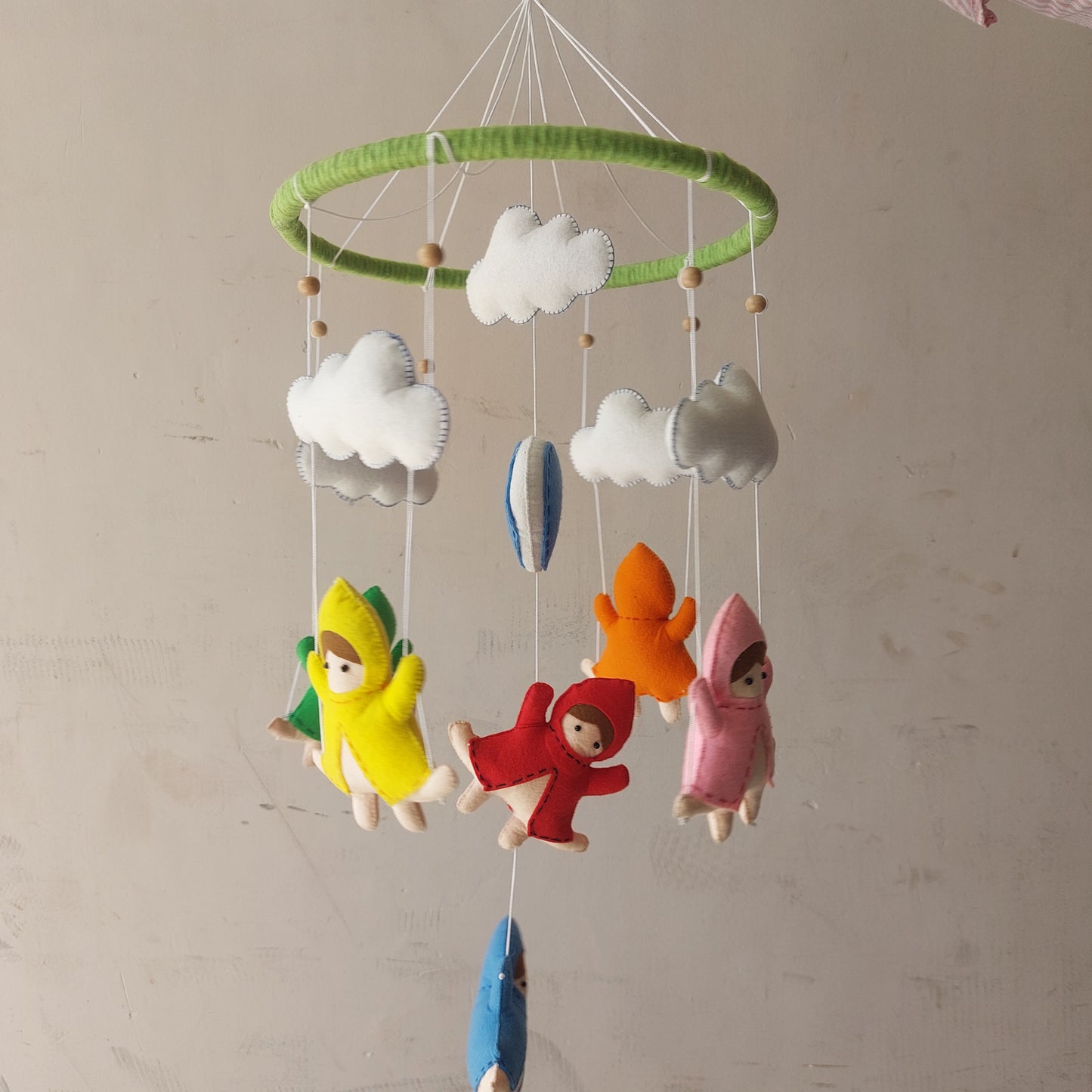 Handmade Felt Rainbow Raincoat Kids Baby Mobile