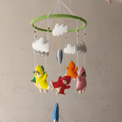 Handmade Felt Rainbow Raincoat Kids Baby Mobile