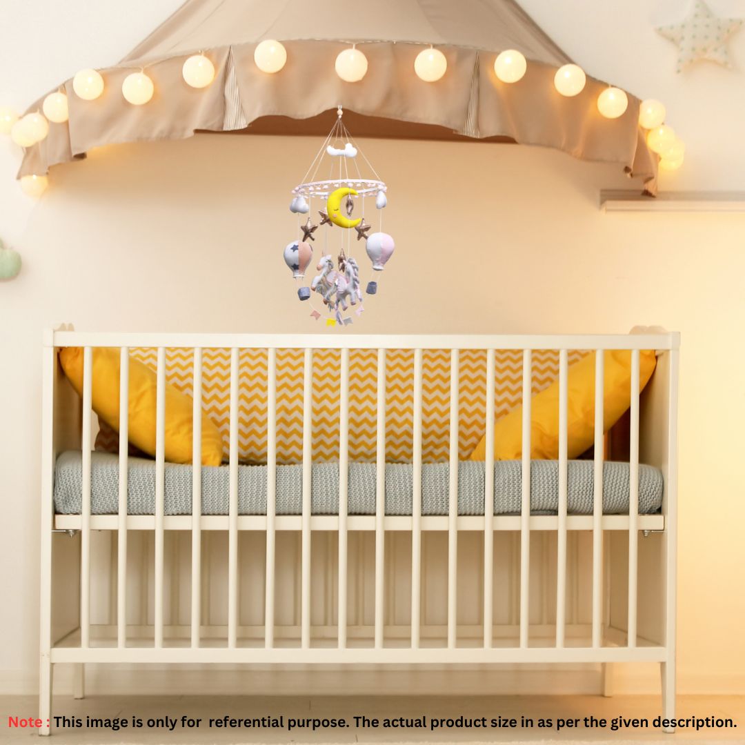 Junior Swirling Unicorn & Hot Air Balloon Personalised Cot Mobile - Pastel