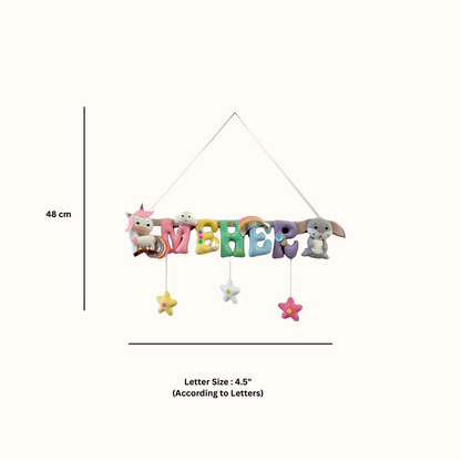 Personalized Wall Bunting with Unicorn, Bunny & Stars for Kids