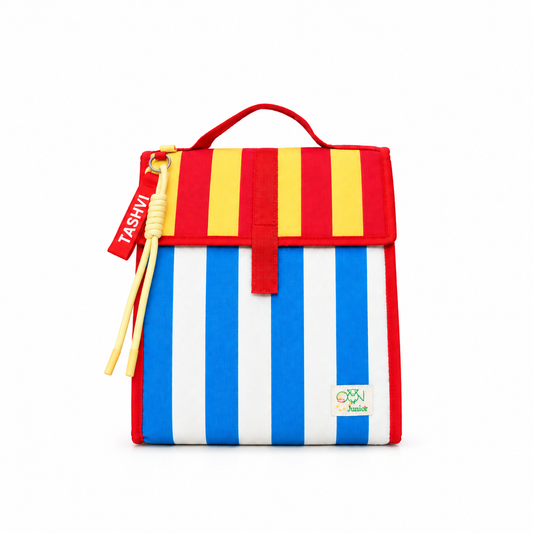 Colour Pop Stripes Personalized Kids Foldover Lunch Bag