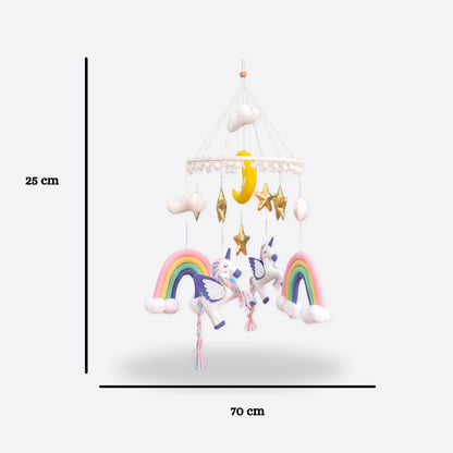 Junior Unicorn Dreams Personalised Cot Mobile - Colour Bling