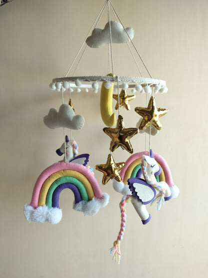 Junior Unicorn Dreams Personalised Cot Mobile - Colour Bling