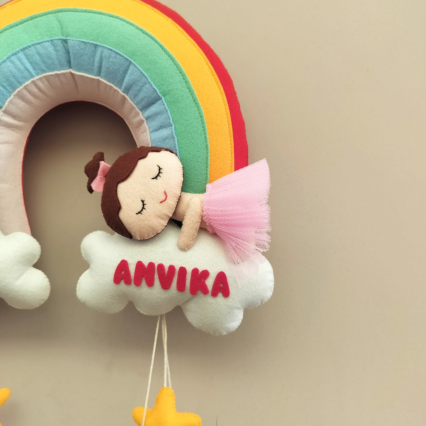 Rainbow Cloud Twin Name Hanging