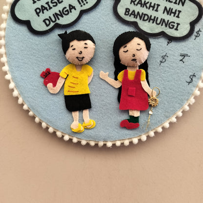 Funny Rakhi Wall Hanging – 'Iss Baar Paise Nhi Dunga' Design