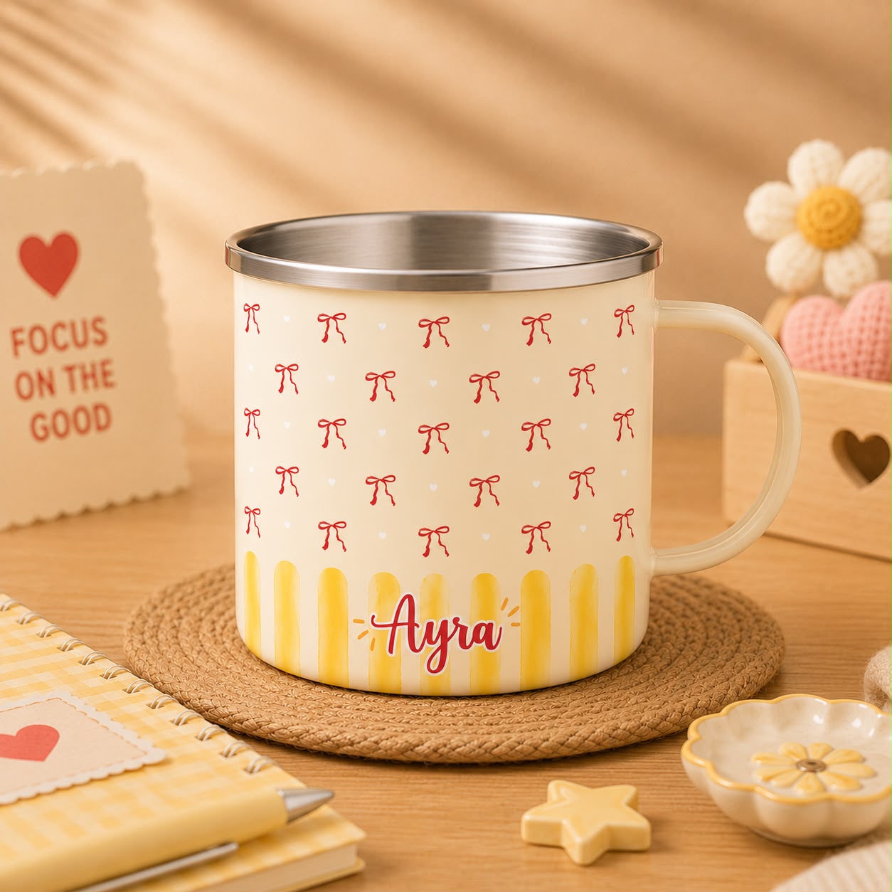 Cherry Charm Personalized Coated Stainless Steel Mug