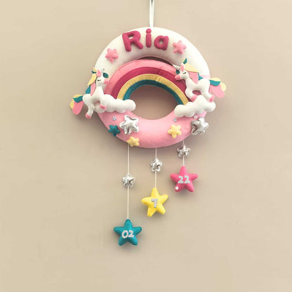 Junior Personalized Unicorn Rainbow Wall Hanging with Stars