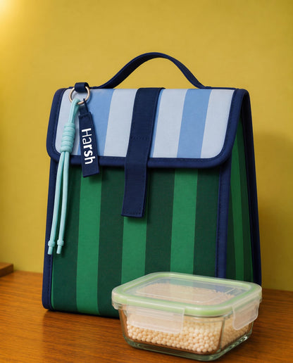Adventure Stripes Personalized Kids Foldover Lunch Bag