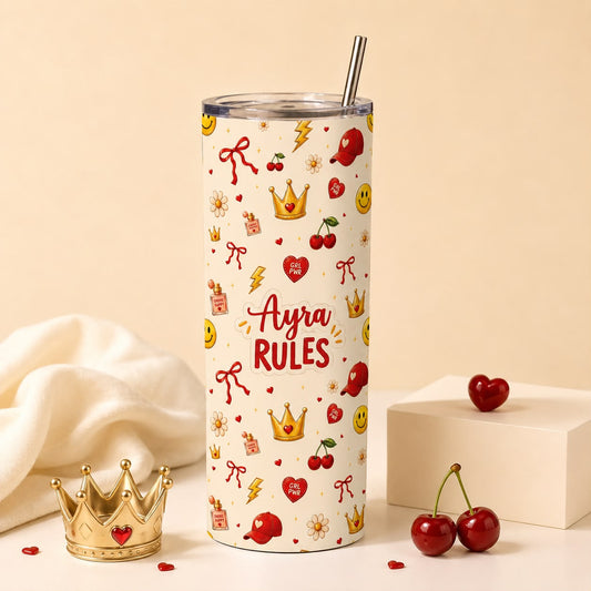 Cherry Charm Personalized Stainless Steel Kids Tumbler