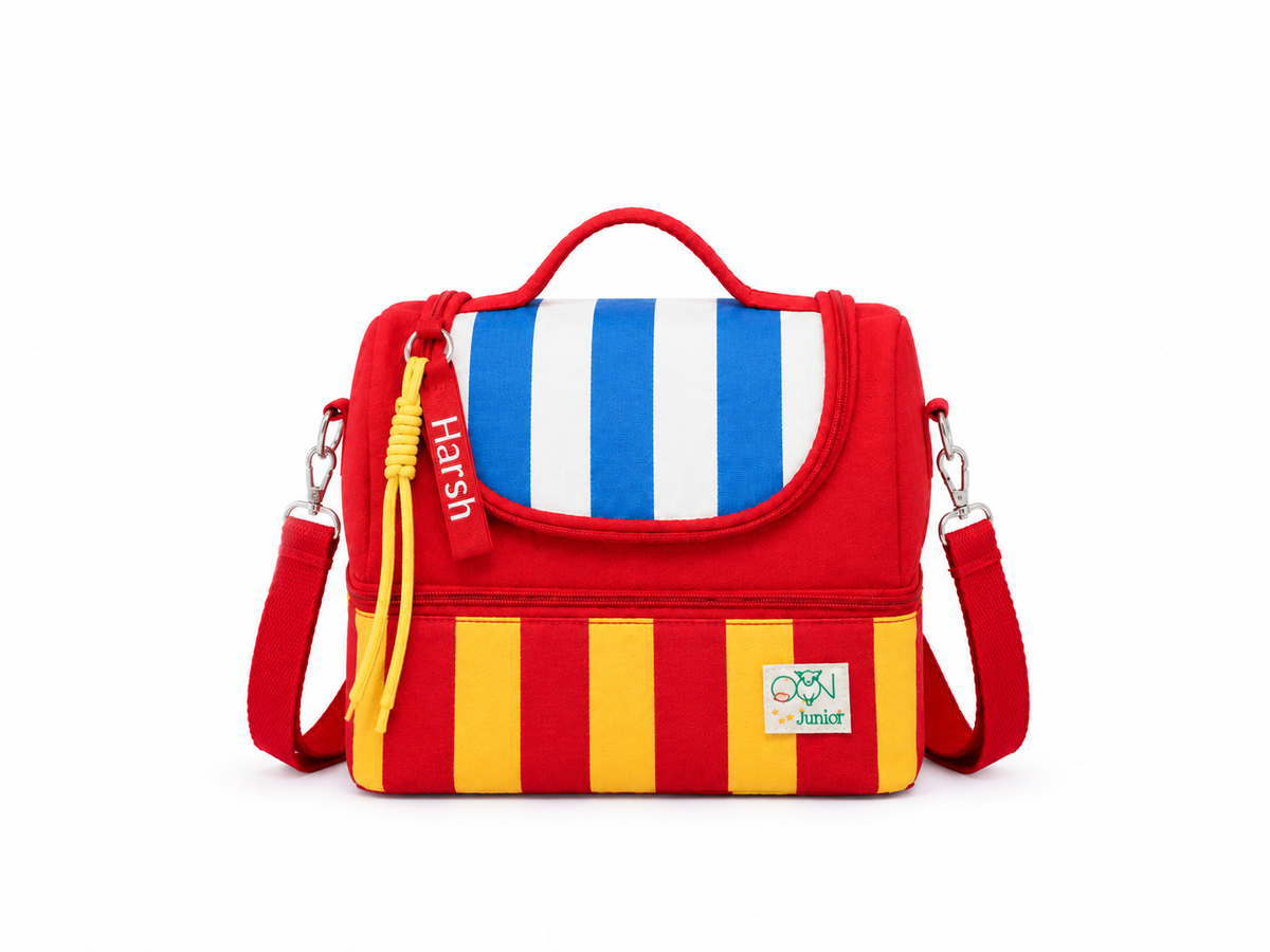 Colour Pop Stripes Personalized Kids Picnic Tiffin Bag