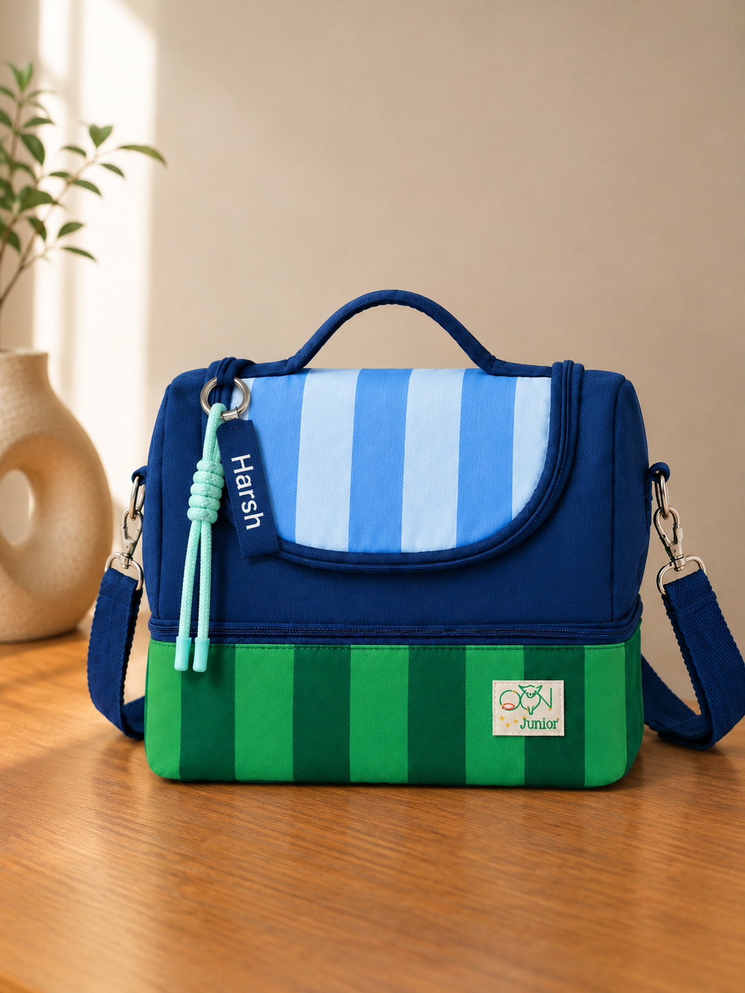 Adventure Stripes Personalized Kids Picnic Tiffin Bag