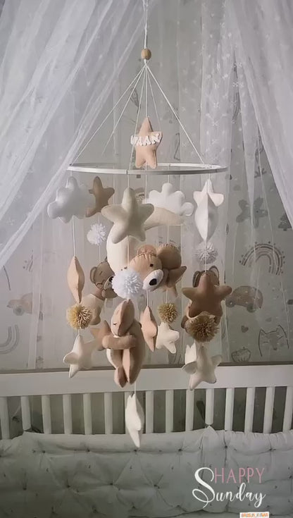 Junior Dreamy Teddy Personalised Cot Mobile